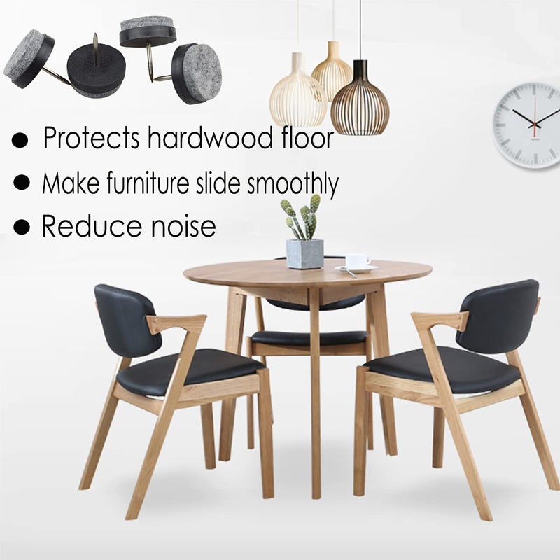 Gutapo 40pcs Round Heavy Duty Nail-on Felt Pad for Furniture Chair Table Leg Feet Floor Protectors Slide Smoothly (Black, Pad Diameter 20mm) - Image 5